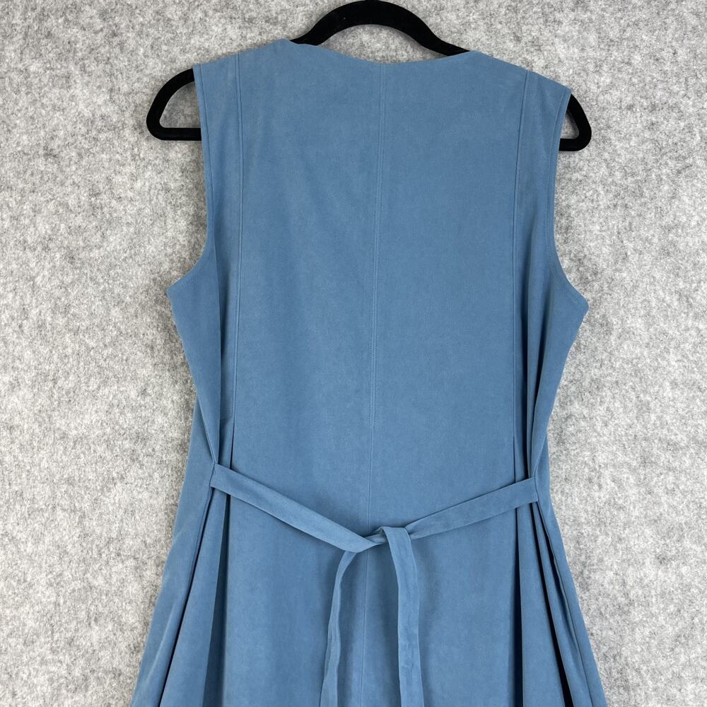 Orvis Dress Womens 10 Blue Button Front Sleeveless Pleated Midi Modest Casual - Picture 10 of 13